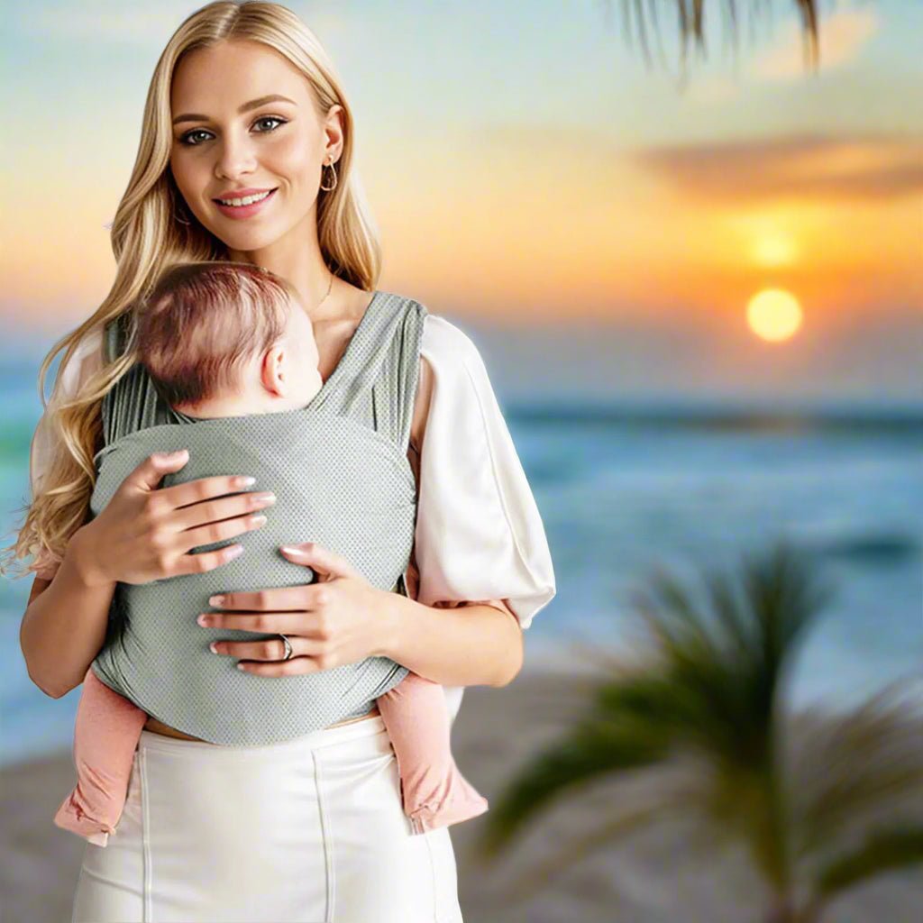 bebe porte en echarpe gris