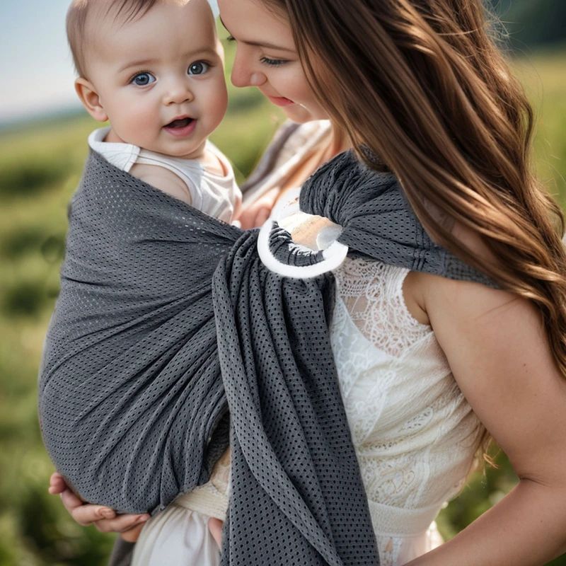 portage echarpe bebe gris