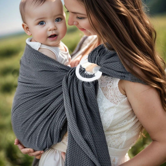 portage echarpe bebe gris