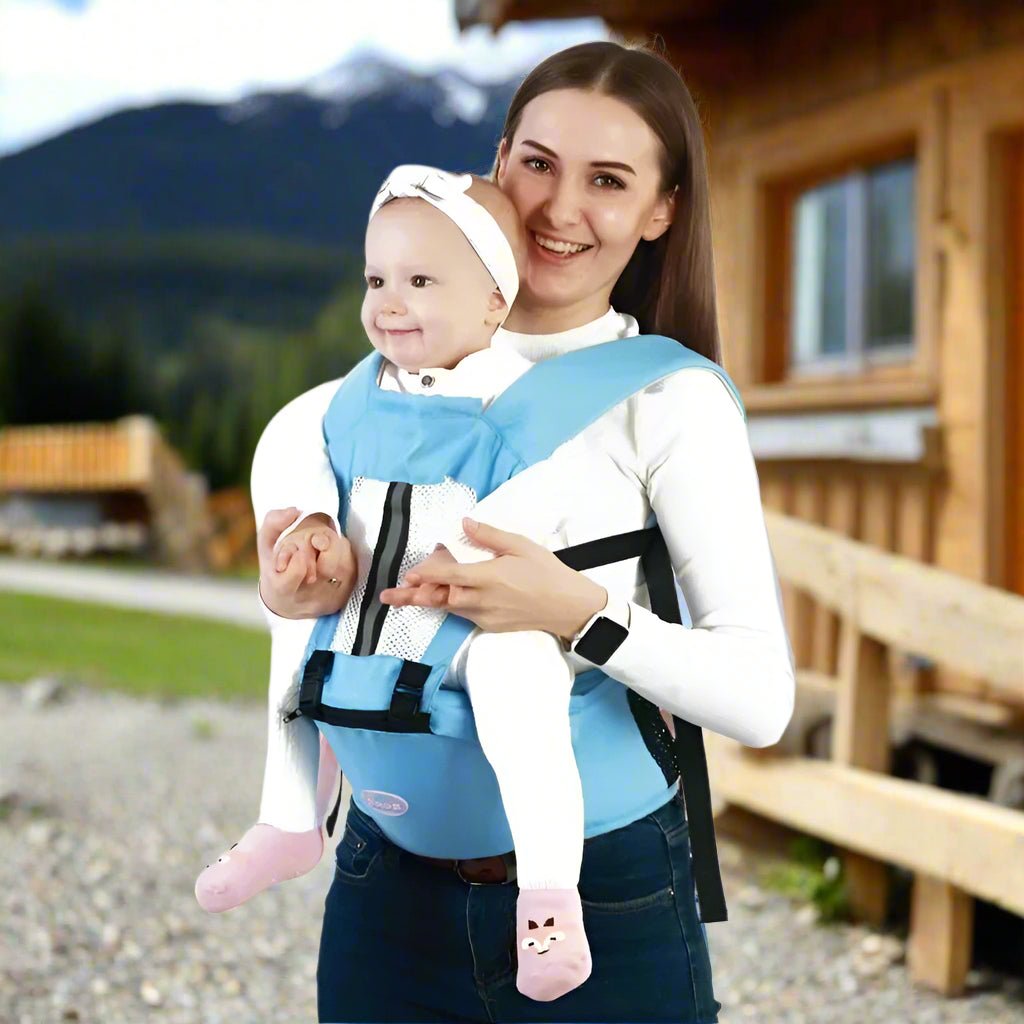 porte-bébé physiologique bleu ciel