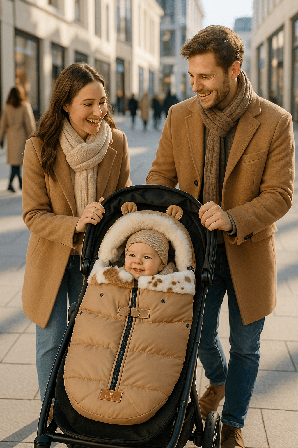 poussette chancelière marron clair