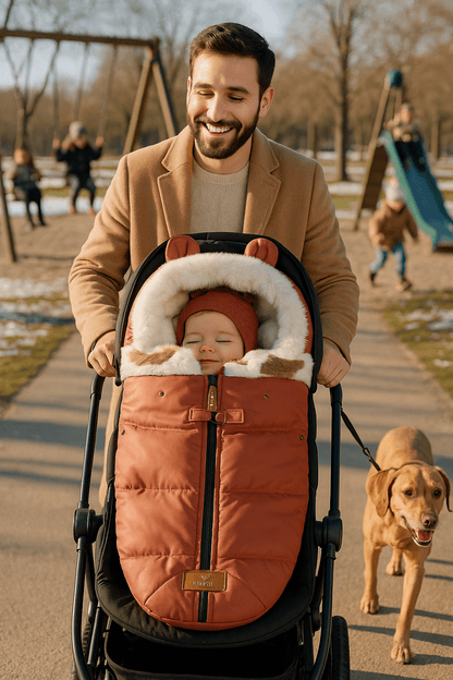poussette chancelière rouge clair